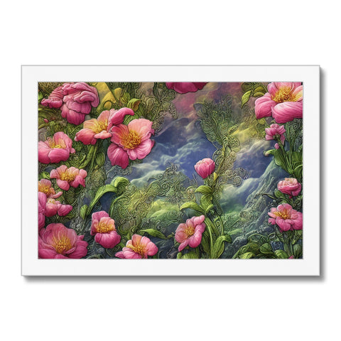 an art print of water lilies adorned with pink flowers