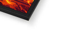 A display screen on top of a picture frame with a black background.