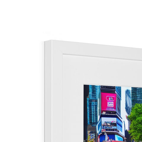 A photo frame with a large print on the glass wall and a little white frame behind