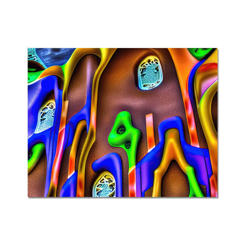 An image of an abstract painting displayed in a white plate in a computer display.