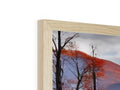 A wooden frame filled with a picture of a tree in the background of a photo.