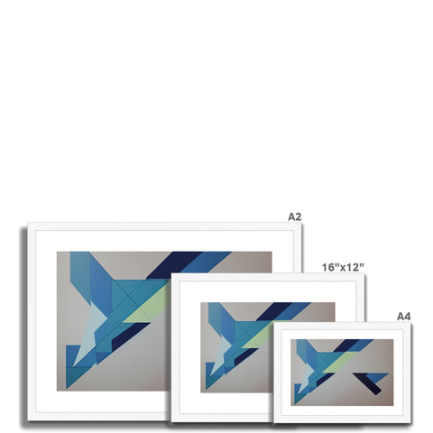 A picture of different kinds of framed pictures on a wall with a square tile on the