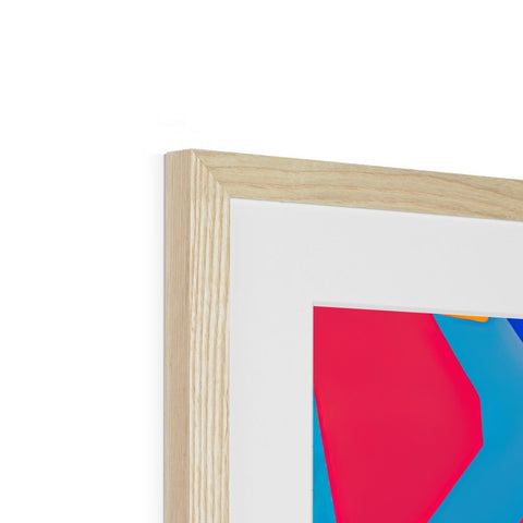 An art print sitting in a frame on top of a wood wall.