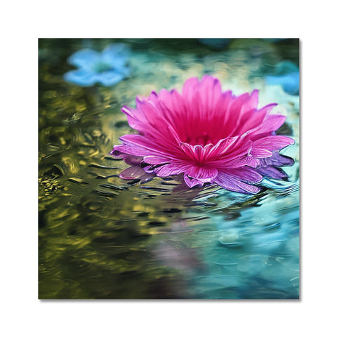 Art print that includes a raindrop next to a water droplet on rainwater.