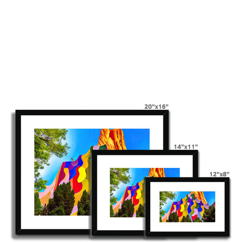 A large photograph of colorful picture frames with several different images on them.