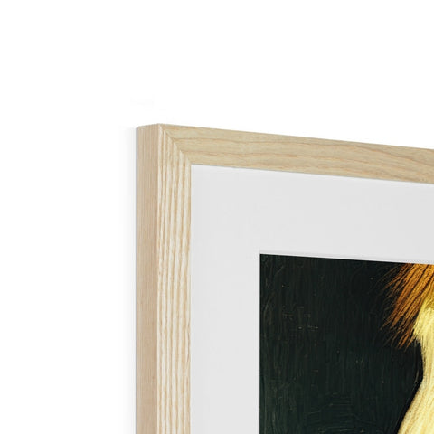 Wood is framed in a picture frame with a yellow photo frame close up view.