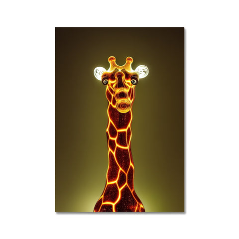 A giraffe that is walking on top of a plateau at night.