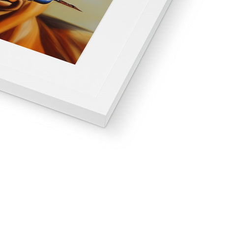 A softcover image of a photo on a white wood framed cardboard frame