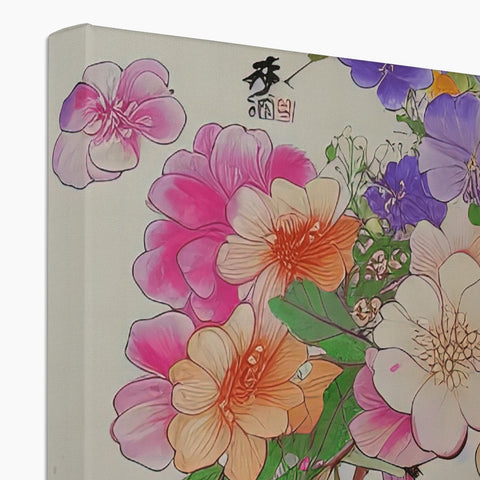 A hardcover notebook sitting underneath a picture of flowers and some white paper papers.