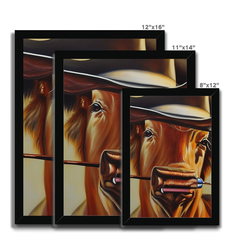 The three images are in a picture frame attached to a photo of horses with cowboy hats