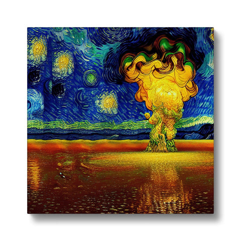 An art print of Venus looking down at a stormy storm covered landscape.
