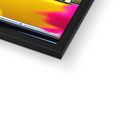 A colorful frame shows a flat screen tv with a picture of a picture on it.