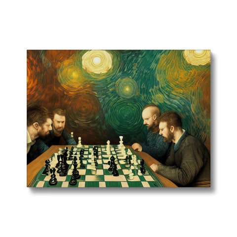 Art print photo of four men playing chess and playing chess