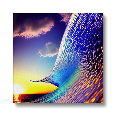 a surfer surfing on a wave in a picture painted on a white background.