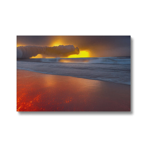 A surfer next to a flare on the beach with a bunch of greeting cards next