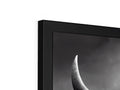 An image of a crescent moon and a very big TV on a wall.