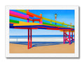 A large art print of a sea lifeguard tower and pier.