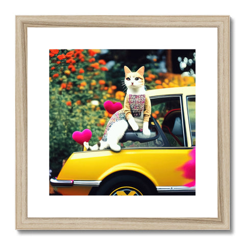 A yellow cat sitting on top of a photograph frame.