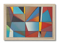 A wooden wooden frame with an art print and mosaic