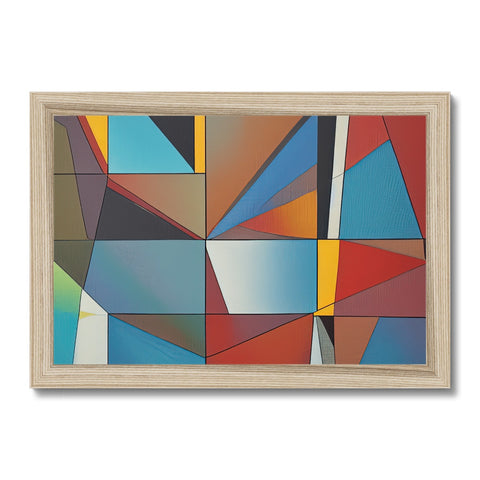 A wooden wooden frame with an art print and mosaic