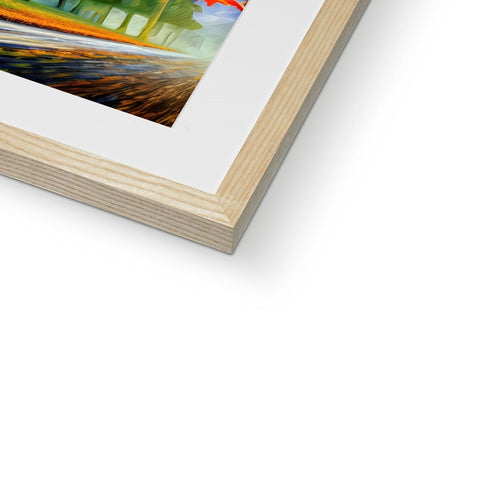 A photo of an art print of a wood frame