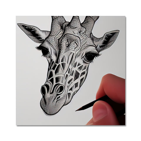 a giraffe holding a glass plate that is in a tree
