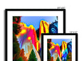 a group of colorful snapshots on a framed photo of a tree and three outcroppings