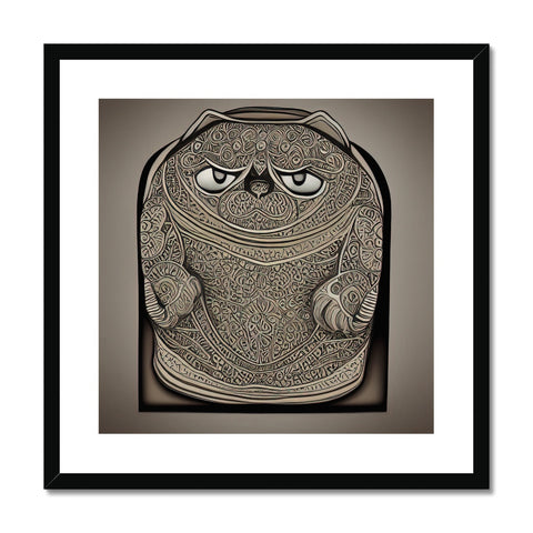 An angry face on a framed wall next to a coin purse holder.