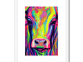 Art print of a cow on a wall and an image of water buffalo.