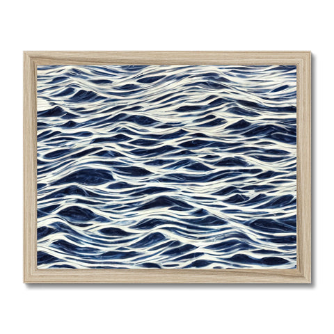 a wooden painting of two ocean waves in a white background