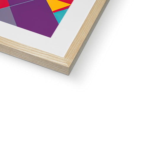 An art print is sitting on top of a wooden frame.