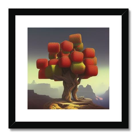 Art print of a fruitcake sitting on the side of a tree with a tree in