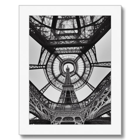 A framed image of the Eiffel tower on a white background.