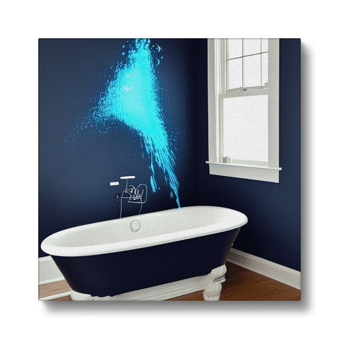 A bath tub with glass and water spray on the walls.
