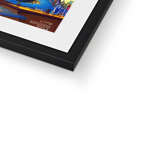 A picture is sitting on a metal frame on top of a picture display table.
