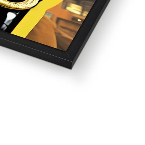 A softcover softcover photo of a clock with gold foil framed.