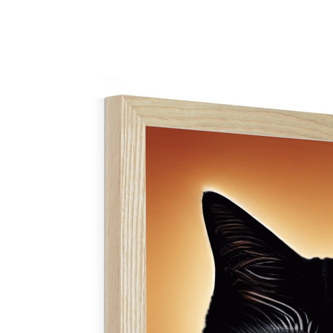 a picture of a black cat is being seen on a photo frame of a wooden panel