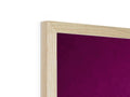 a wooden wood frame and a headboard with fabric on the side of it