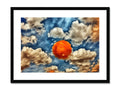 Art print of the sky with an orange carousel hanging in the background.