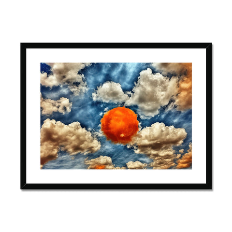 Art print of the sky with an orange carousel hanging in the background.