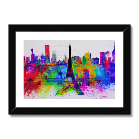 a colorful picture of Paris on a wooden frame