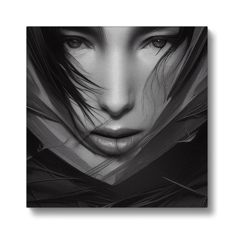 An art print with a veil on top of a white background.