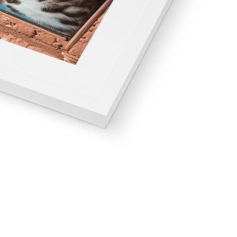 A photo of a wood frame with a close up of an art book.