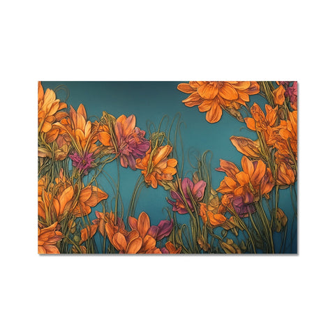 A framed background of large wall hanging filled with flowers.