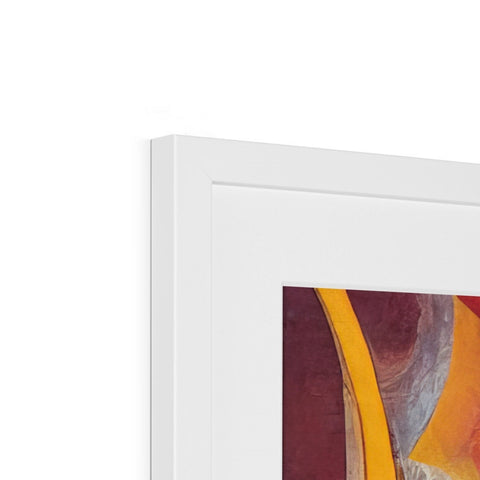 a picture with an abstract painting on a photo of a small frame displayed in a white