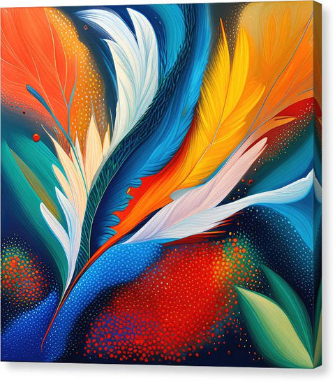 Abstract Bird Feather Art Colorful Painting - Canvas Print
