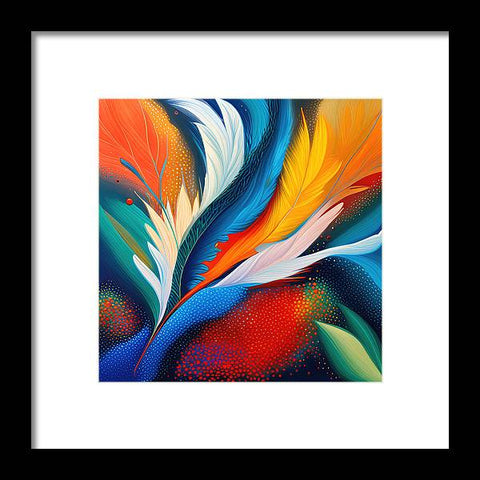 Abstract Bird Feather Art Colorful Painting - Framed Print