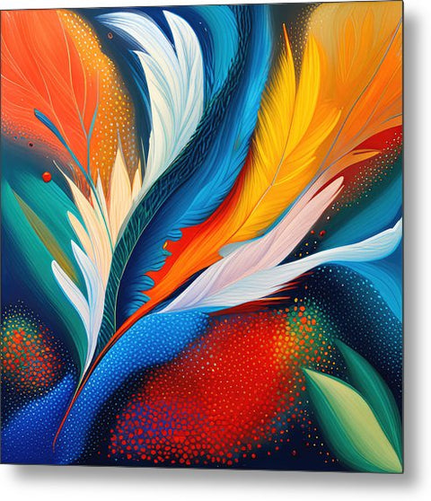 Abstract Bird Feather Art Colorful Painting - Metal Print