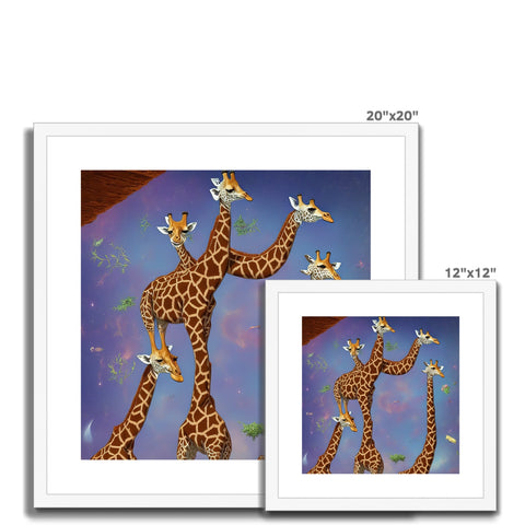A giraffe grazing by the side of a forest with two giraffes at the