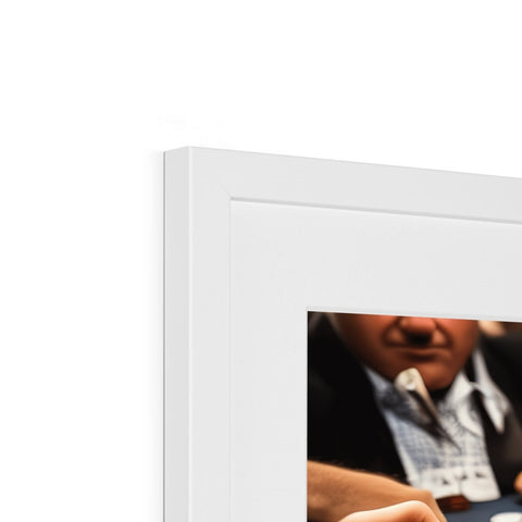 A photo of a white picture frame with a frame with two people in it.